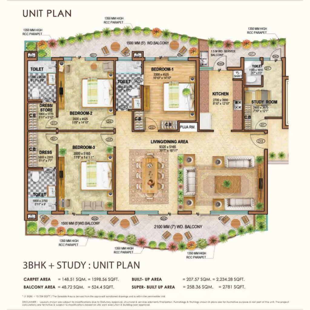 Au Aspire Silicon - Unit plan 3BHK