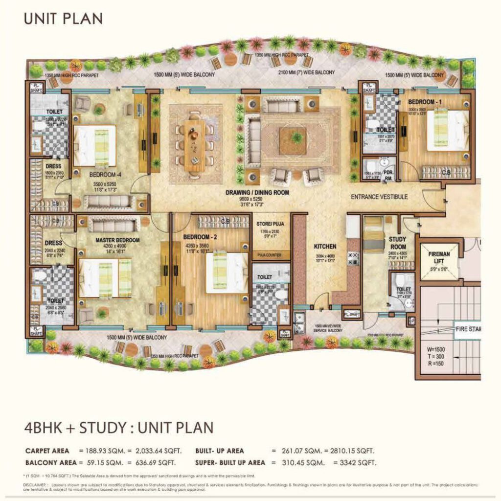 Au Aspire Silicon - Unit plan 4BHK